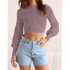 ZESICA Women’s Fall Mock Neck Cropped Sweaters 2026 Long Sleeve Soft Ribbed Knit Pullover Jumper Tops(Purple)