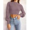 ZESICA Women’s Fall Mock Neck Cropped Sweaters 2026 Long Sleeve Soft Ribbed Knit Pullover Jumper Tops(Purple)