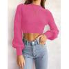 ZESICA Women’s Fall Mock Neck Cropped Sweaters 2026 Long Sleeve Soft Ribbed Knit Pullover Jumper Tops(Rose)