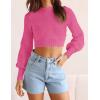 ZESICA Women’s Fall Mock Neck Cropped Sweaters 2026 Long Sleeve Soft Ribbed Knit Pullover Jumper Tops(Rose)