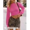 ZESICA Women’s Fall Mock Neck Cropped Sweaters 2026 Long Sleeve Soft Ribbed Knit Pullover Jumper Tops(Rose)