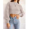 ZESICA Women’s Fall Mock Neck Cropped Sweaters 2026 Long Sleeve Soft Ribbed Knit Pullover Jumper Tops(Sand)