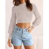 ZESICA Women’s Fall Mock Neck Cropped Sweaters 2026 Long Sleeve Soft Ribbed Knit Pullover Jumper Tops(Sand)