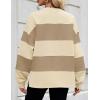 ZESICA Women’s Fall Sweatshirt Tops Crewneck Long Sleeve Loose Oversized Striped Fleece Pullover 2026 Clothes(Apricot)