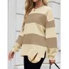 ZESICA Women’s Fall Sweatshirt Tops Crewneck Long Sleeve Loose Oversized Striped Fleece Pullover 2026 Clothes(Apricot)