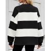 ZESICA Women’s Fall Sweatshirt Tops Crewneck Long Sleeve Loose Oversized Striped Fleece Pullover 2026 Clothes(Black)