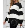 ZESICA Women’s Fall Sweatshirt Tops Crewneck Long Sleeve Loose Oversized Striped Fleece Pullover 2026 Clothes(Black)