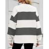 ZESICA Women’s Fall Sweatshirt Tops Crewneck Long Sleeve Loose Oversized Striped Fleece Pullover 2026 Clothes(Grey)