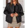 ZESICA Women’s Faux Leather Jacket Oversized Zipper Motorcycle Coats 2026 Spring Fashion Trendy Clothes Outfits(Black)