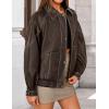 ZESICA Women’s Faux Leather Jacket Oversized Zipper Motorcycle Coats 2026 Spring Fashion Trendy Clothes Outfits(Darkcoffee)