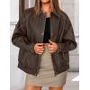 ZESICA Women’s Faux Leather Jacket Oversized Zipper Motorcycle Coats 2026 Spring Fashion Trendy Clothes Outfits(Darkcoffee)
