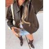 ZESICA Women’s Faux Leather Jacket Oversized Zipper Motorcycle Coats 2026 Spring Fashion Trendy Clothes Outfits(Darkcoffee)