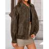 ZESICA Women’s Faux Leather Jacket Oversized Zipper Motorcycle Coats 2026 Spring Fashion Trendy Clothes Outfits(Khaki)