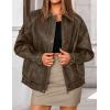 ZESICA Women’s Faux Leather Jacket Oversized Zipper Motorcycle Coats 2026 Spring Fashion Trendy Clothes Outfits(Khaki)