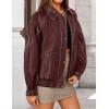 ZESICA Women’s Faux Leather Jacket Oversized Zipper Motorcycle Coats 2026 Spring Fashion Trendy Clothes Outfits(Wine)