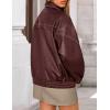 ZESICA Women’s Faux Leather Jacket Oversized Zipper Motorcycle Coats 2026 Spring Fashion Trendy Clothes Outfits(Wine)