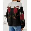 ZESICA Women’s Floral Oversized Sweaters 2026 Fall Crewneck Long Sleeve Casual Chunky Knit Pullover Sweater Tops(Black)