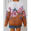 ZESICA Women’s Floral Oversized Sweaters 2026 Fall Crewneck Long Sleeve Casual Chunky Knit Pullover Sweater Tops(Caramel)