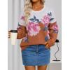 ZESICA Women’s Floral Oversized Sweaters 2026 Fall Crewneck Long Sleeve Casual Chunky Knit Pullover Sweater Tops(Caramel)