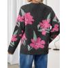 ZESICA Women’s Floral Oversized Sweaters 2026 Fall Crewneck Long Sleeve Casual Chunky Knit Pullover Sweater Tops(Carbon Grey)