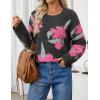ZESICA Women’s Floral Oversized Sweaters 2026 Fall Crewneck Long Sleeve Casual Chunky Knit Pullover Sweater Tops(Carbon Grey)