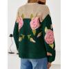 ZESICA Women’s Floral Oversized Sweaters 2026 Fall Crewneck Long Sleeve Casual Chunky Knit Pullover Sweater Tops(Green)