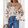 ZESICA Women’s Floral Oversized Sweaters 2026 Fall Crewneck Long Sleeve Casual Chunky Knit Pullover Sweater Tops(Khaki)
