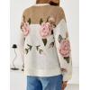 ZESICA Women’s Floral Oversized Sweaters 2026 Fall Crewneck Long Sleeve Casual Chunky Knit Pullover Sweater Tops(Khaki)