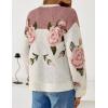 ZESICA Women’s Floral Oversized Sweaters 2026 Fall Crewneck Long Sleeve Casual Chunky Knit Pullover Sweater Tops(Pink)