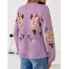 ZESICA Women’s Floral Oversized Sweaters 2026 Fall Crewneck Long Sleeve Casual Chunky Knit Pullover Sweater Tops(Purple)