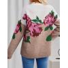 ZESICA Women’s Floral Oversized Sweaters 2026 Fall Crewneck Long Sleeve Casual Chunky Knit Pullover Sweater Tops(Rose Brown)