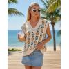 ZESICA Women’s Floral Sleeveless Sweater Vest 2026 Summer Oversized Cap Sleeve V Neck Loose Knit Tank Tops Casual Outfits(Apricot)