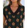 ZESICA Women’s Floral Sleeveless Sweater Vest 2026 Summer Oversized Cap Sleeve V Neck Loose Knit Tank Tops Casual Outfits(Black)