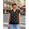 ZESICA Women’s Floral Sleeveless Sweater Vest 2026 Summer Oversized Cap Sleeve V Neck Loose Knit Tank Tops Casual Outfits(Black)