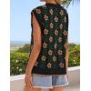 ZESICA Women’s Floral Sleeveless Sweater Vest 2026 Summer Oversized Cap Sleeve V Neck Loose Knit Tank Tops Casual Outfits(Black)