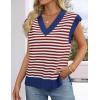 ZESICA Women’s Floral Sleeveless Sweater Vest 2026 Summer Oversized Cap Sleeve V Neck Loose Knit Tank Tops Casual Outfits(Blue)