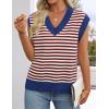 ZESICA Women’s Floral Sleeveless Sweater Vest 2026 Summer Oversized Cap Sleeve V Neck Loose Knit Tank Tops Casual Outfits(Blue)