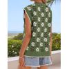 ZESICA Women’s Floral Sleeveless Sweater Vest 2026 Summer Oversized Cap Sleeve V Neck Loose Knit Tank Tops Casual Outfits(Dustygreen)