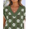 ZESICA Women’s Floral Sleeveless Sweater Vest 2026 Summer Oversized Cap Sleeve V Neck Loose Knit Tank Tops Casual Outfits(Dustygreen)