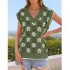 ZESICA Women’s Floral Sleeveless Sweater Vest 2026 Summer Oversized Cap Sleeve V Neck Loose Knit Tank Tops Casual Outfits(Dustygreen)