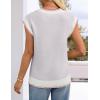 ZESICA Women’s Floral Sleeveless Sweater Vest 2026 Summer Oversized Cap Sleeve V Neck Loose Knit Tank Tops Casual Outfits(Ivory)