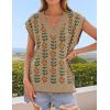 ZESICA Women’s Floral Sleeveless Sweater Vest 2026 Summer Oversized Cap Sleeve V Neck Loose Knit Tank Tops Casual Outfits(Khaki)