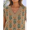 ZESICA Women’s Floral Sleeveless Sweater Vest 2026 Summer Oversized Cap Sleeve V Neck Loose Knit Tank Tops Casual Outfits(Khaki)