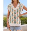ZESICA Women’s Floral Sleeveless Sweater Vest 2026 Summer Oversized Cap Sleeve V Neck Loose Knit Tank Tops Casual Outfits(White)