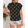 ZESICA Womens Floral Sweater Vest Summer Short Sleeve Crew Neck Cute Loose Knit Tops 2026 Trendy Clothes Outfits(Black)