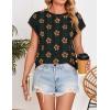 ZESICA Womens Floral Sweater Vest Summer Short Sleeve Crew Neck Cute Loose Knit Tops 2026 Trendy Clothes Outfits(Black)