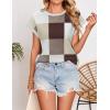 ZESICA Womens Floral Sweater Vest Summer Short Sleeve Crew Neck Cute Loose Knit Tops 2026 Trendy Clothes Outfits(Brown)