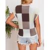 ZESICA Womens Floral Sweater Vest Summer Short Sleeve Crew Neck Cute Loose Knit Tops 2026 Trendy Clothes Outfits(Brown)