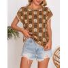 ZESICA Womens Floral Sweater Vest Summer Short Sleeve Crew Neck Cute Loose Knit Tops 2026 Trendy Clothes Outfits(Caramel)