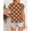 ZESICA Womens Floral Sweater Vest Summer Short Sleeve Crew Neck Cute Loose Knit Tops 2026 Trendy Clothes Outfits(Caramel)